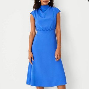Ann Taylor Mock Neck Midi Flare Dress